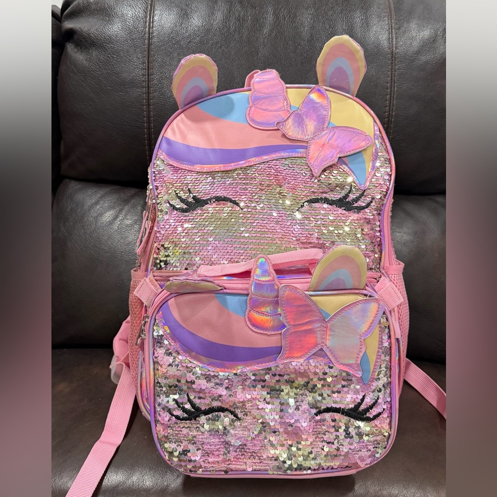 Kids Pink Sequin Backpack - Brand Unspecified